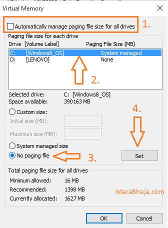 Désactiver le fichier de pagination et supprimer.sys sur Windows 10/11