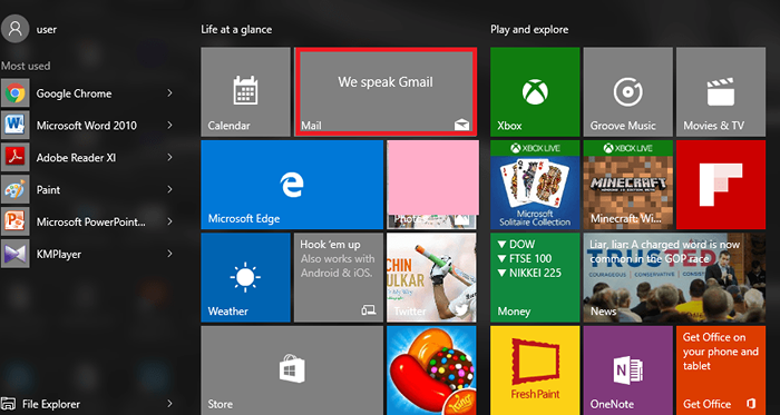 Habilitar / desativar o recurso Swipe no aplicativo Windows 10 Mail