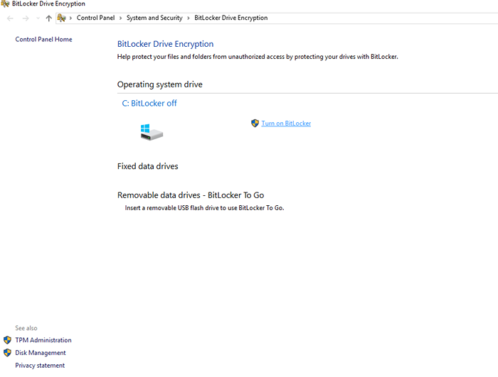Aktifkan enkripsi disk penuh di Windows 10 menggunakan bitlocker
