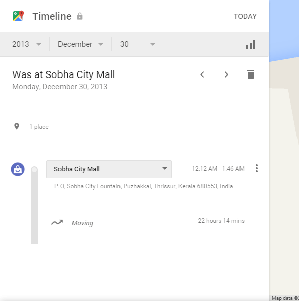 Herramienta de línea de tiempo de Google su historial de ubicación almacenada