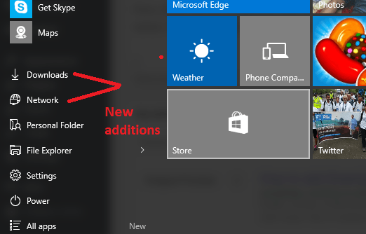 Cara menambahkan unduhan & jaringan untuk memulai menu di windows 11/10