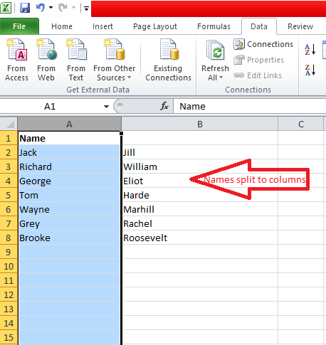 Cara Memohon Parsing ke Nama di Microsoft Excel