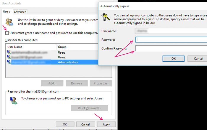 Comment se connecter automatiquement à Windows 10 sans mots de passe