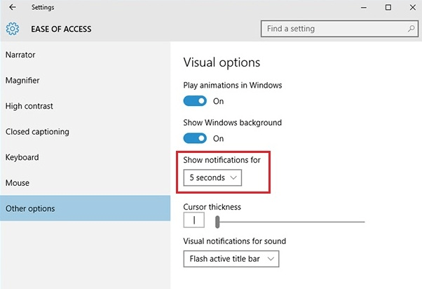 Cómo cambiar la duración de las notificaciones de Windows 10