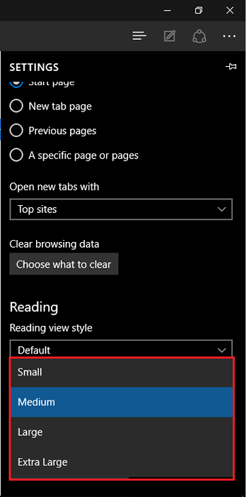 Como alterar o tamanho da fonte no navegador de borda no Windows 10