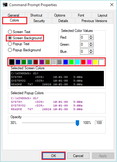 Cara menukar warna teks dan latar belakang di Windows CMD 10