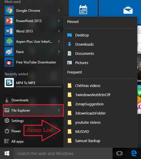 Cómo borrar las listas de salto en Windows 10