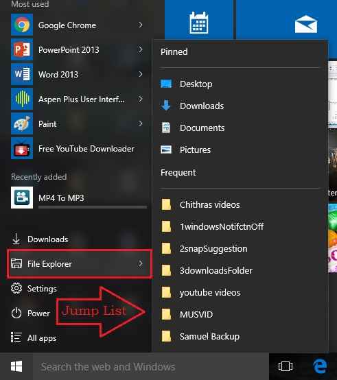 Comment effacer les listes de sauts dans Windows 10