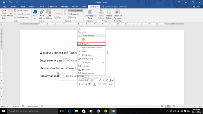 Comment créer des formulaires remplies dans Microsoft Word 2016