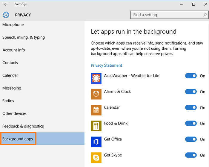 Cómo deshabilitar las aplicaciones que se ejecutan en el fondo en Windows 10