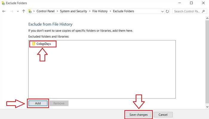 Comment exclure les dossiers de l'historique des fichiers sur Windows 10