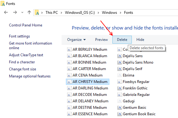 Como instalar a fonte baixada e desinstalá -la no Windows 10