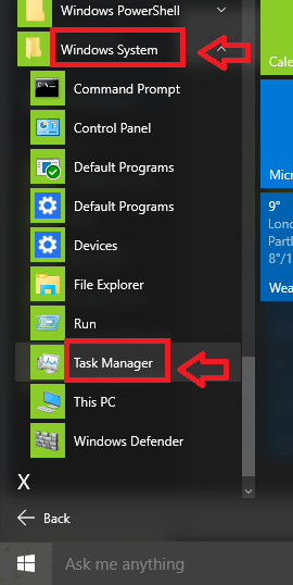 Cómo abrir Task Manager en Windows 10