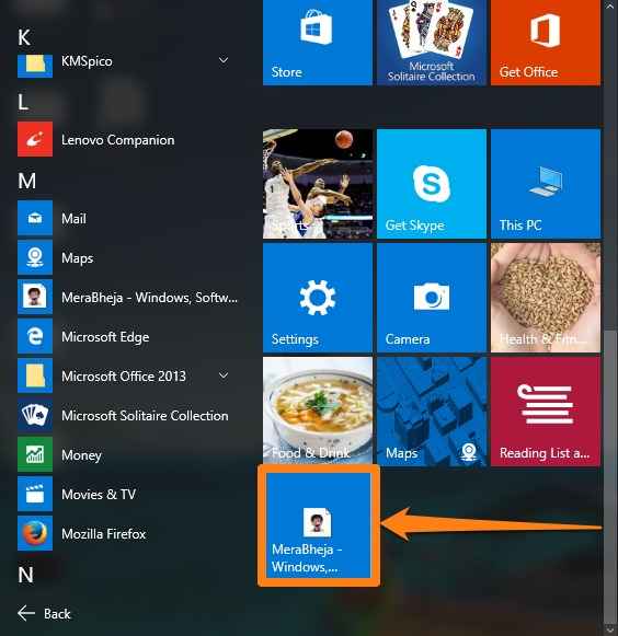 Cara pin laman web untuk memulakan menu di Windows 10