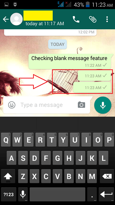 Bagaimana cara mengirim pesan kosong di whatsapp