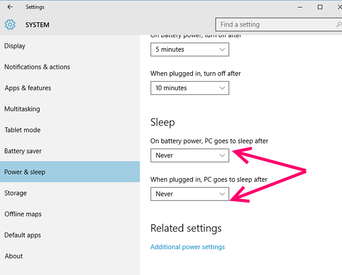 Cómo configurar Windows 10 en modo de dormir nunca