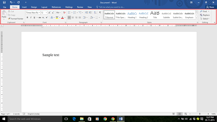Como mostrar / ocultar a barra de ferramentas da fita no Microsoft Word