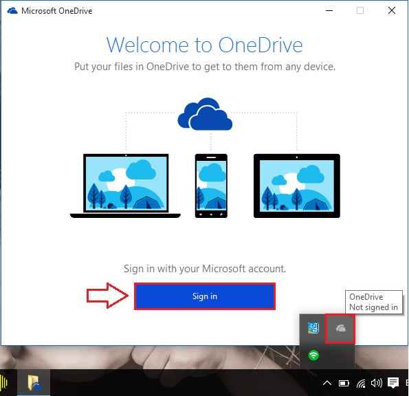 Cara Log masuk / Log keluar (Unlink) OneDrive di Windows 10