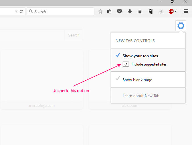 Cara mematikan laman web yang dicadangkan di Firefox