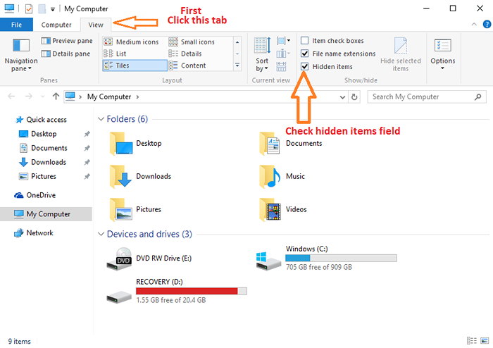 Cara melihat file tersembunyi di windows 10