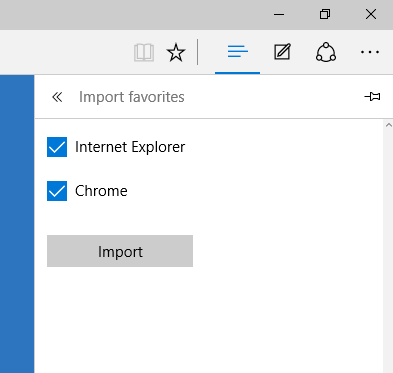 Import penanda halaman ke tepi dari Chrome / Firefox / IE atau Opera