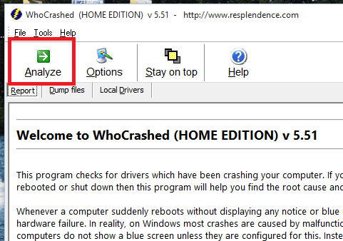 Ketahui apa yang merosakkan PC Windows anda dengan Whocrashed