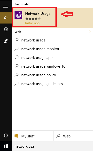Methode 1 - Verwenden der Netzwerknutzungs -App in Windows 10