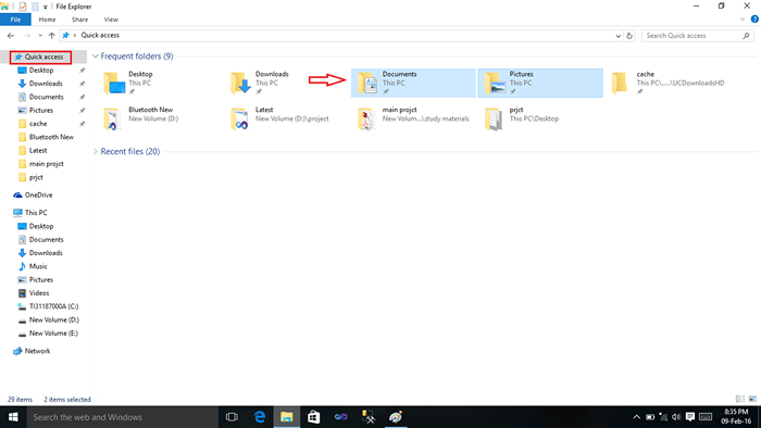 PIN o desencadenar una carpeta de acceso rápido en Windows 10