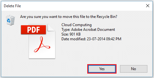Définissez l'alerte de confirmation de suppression dans Windows 10 lors de la suppression des fichiers