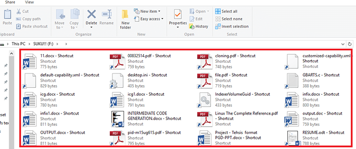 Metode jalan pintas untuk menghapus virus pintasan dari USB di Windows 7/8/10