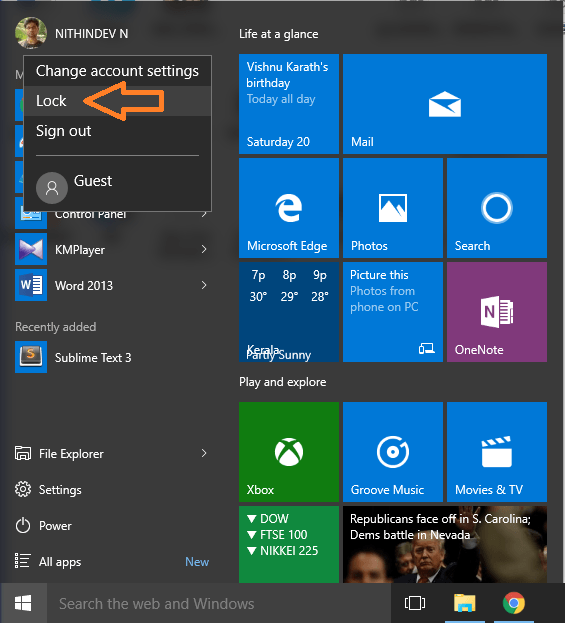 Dos formas de alcanzar la pantalla de bloqueo rápidamente en Windows 10