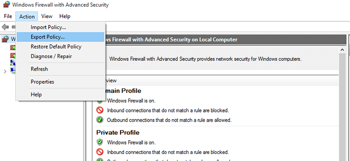 Windows 10 So importieren und exportieren Sie Firewall -Einstellungen